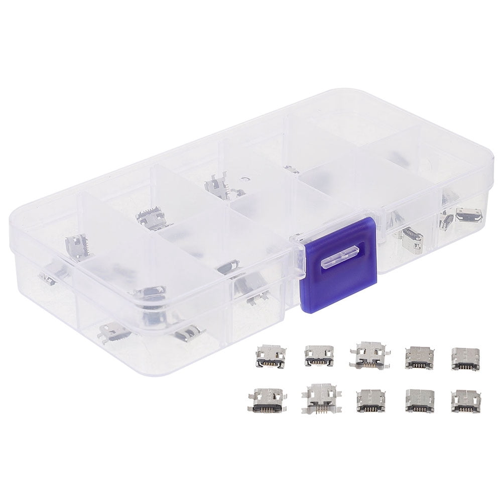FOMIYES 100Pcs Micro USB Female Socket Adapter 5 Pin Durable Connector ...