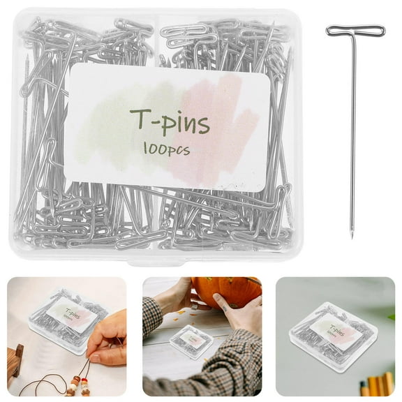 FOMIYES 100Pcs Professional Reusable Metal Blocking Pins Compact T Pins for Crafts and Sewing
