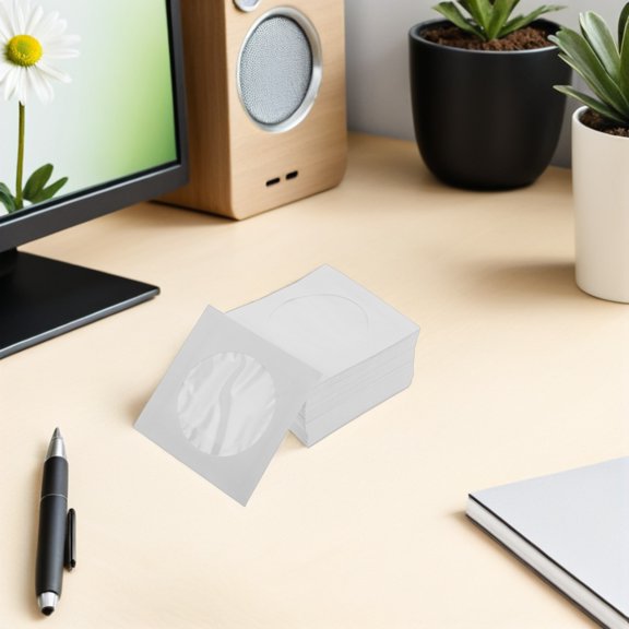 FOMIYES 100Pcs Small Cd Holder White Paper Sleeve for 3 Inch Cd Dust Proof Disc Protective Cover