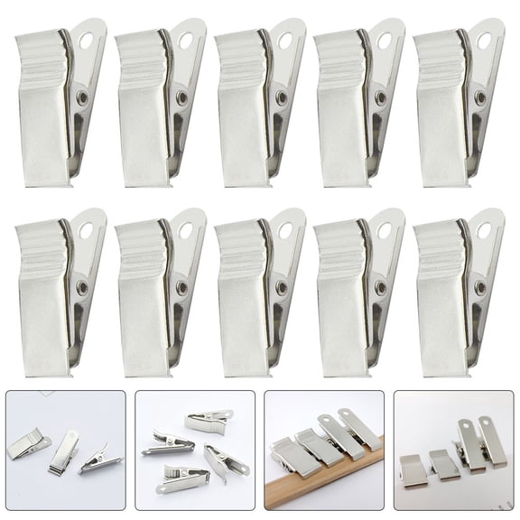FOMIYES 100Pcs Plated Silver Spring Loaded Id Badge Holders with Smooth Edges for Trade Shows