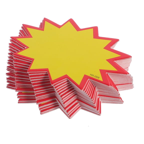 FOMIYES 100Pcs Yellow Paper Price Labels Easy to Use Sale Signs for Retail Stores and Event Displays