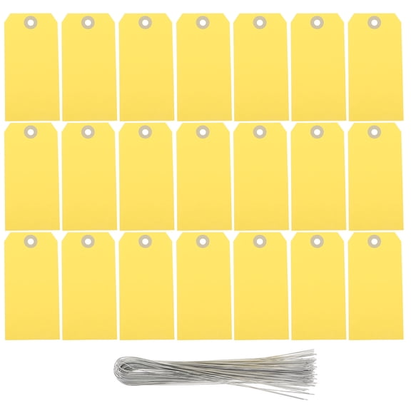 FOMIYES 100Pcs Yellow Shipping Tags with Wire for Parts, Inventory, and Packaging Identification