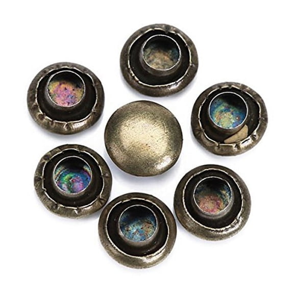 FOMIYES 100Sets Round Rivets 6mm Antique Brass Dark Brown for Tightening Shoes Bags
