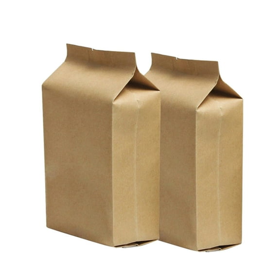 FOMIYES 100pcs Brown Kraft Gift Bags with Heat Sealing and Foil Lining for Coffee Tea Dried Fruits 13x5.5x2.5