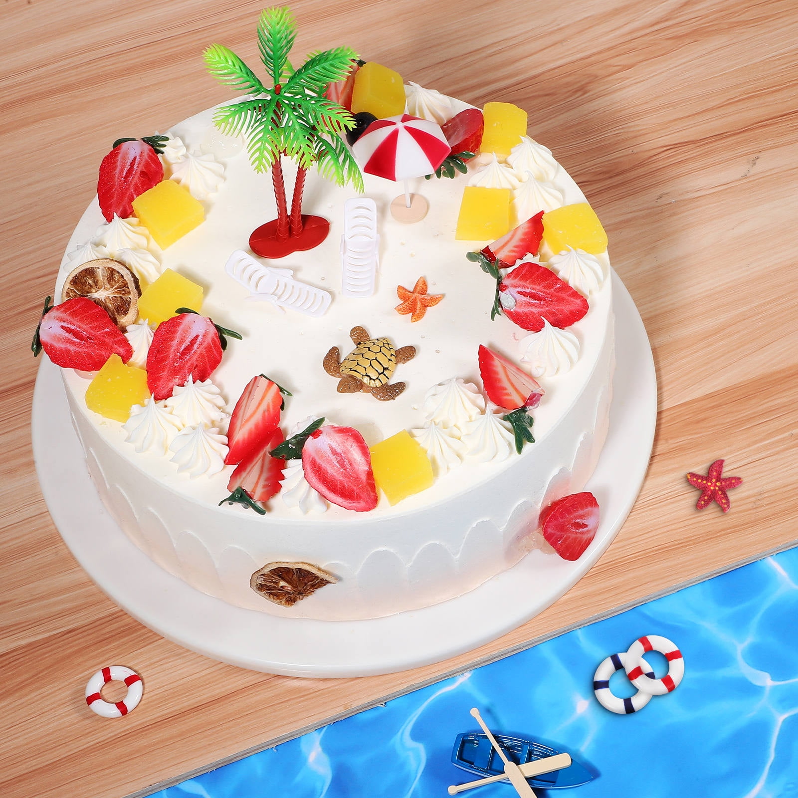 FOMIYES 10Pcs Assorted Color Beach Cake Decorating Supplies with Palm ...