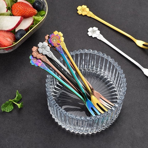 FOMIYES Golden Stainless Steel Multipurpose Forks for Fruits and Desserts