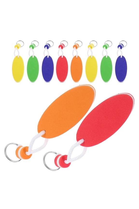 10Pcs Floating Keychain for Boating Lightweight Oval Foam Key Fob in Assorted Colors