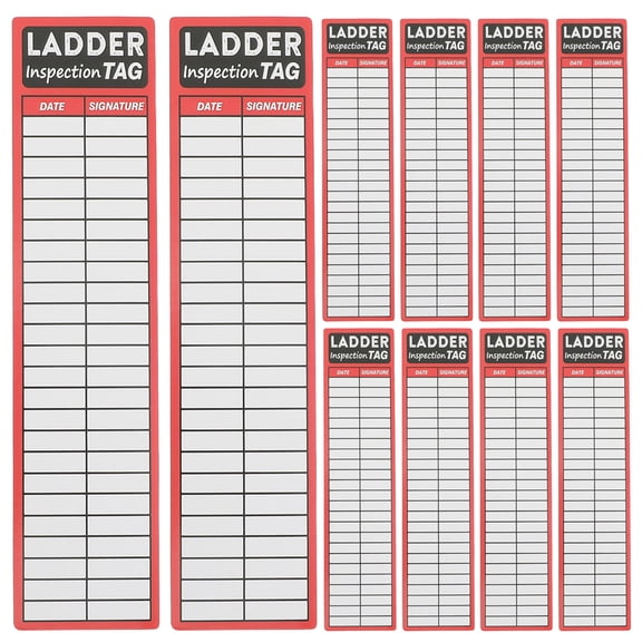 FOMIYES 10Pcs Industrial Red Ladder Inspection Labels Self Adhesive Safety Equipment Maintenance Tags