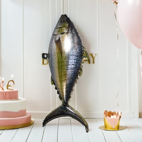 FOMIYES 10Pcs Inflatable Tuna Balloons Aluminum Foil Easy Inflate Ocean Birthday Party Decor