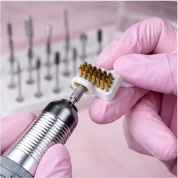 FOMIYES 10Pcs Portable Nail Dust Brush Copper Wire Cleaner for Electric Drill Bit Maintenance