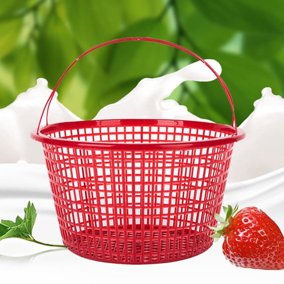 FOMIYES 10Pcs Portable Red Vegetable Picking Basket Plastic Lightweight with Handle