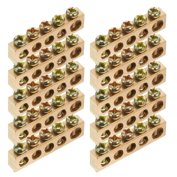 FOMIYES Copper Grounding Bars Easy Wiring Golden Screw Terminal for Machine Corrosion-Resistant