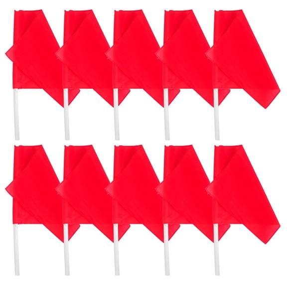 FOMIYES 10Pcs Linesman Hand Flags for Sports Training with Durable Double Stitched Red Fabric and Ergonomic Handle