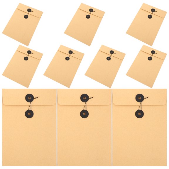 FOMIYES A5 Khaki Kraft Paper Document Holder Folder with Tie Closure 10 Pack