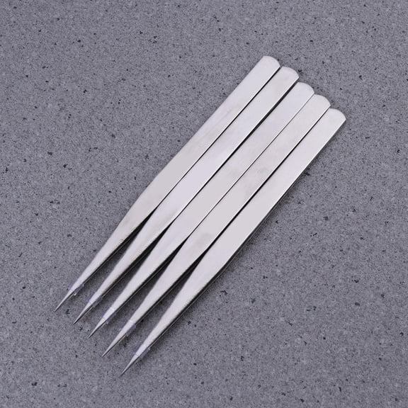 FOMIYES 10Pcs Stainless Steel Straight Tweezers with Polished Surface for Sewing Clipping