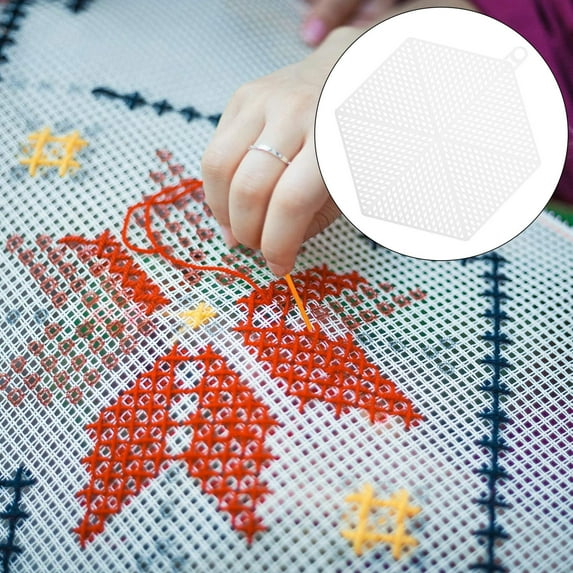 FOMIYES 10Pcs White Hexagon Mesh Plastic Sheets for Cross-stitch and Yarn Crafting Artists