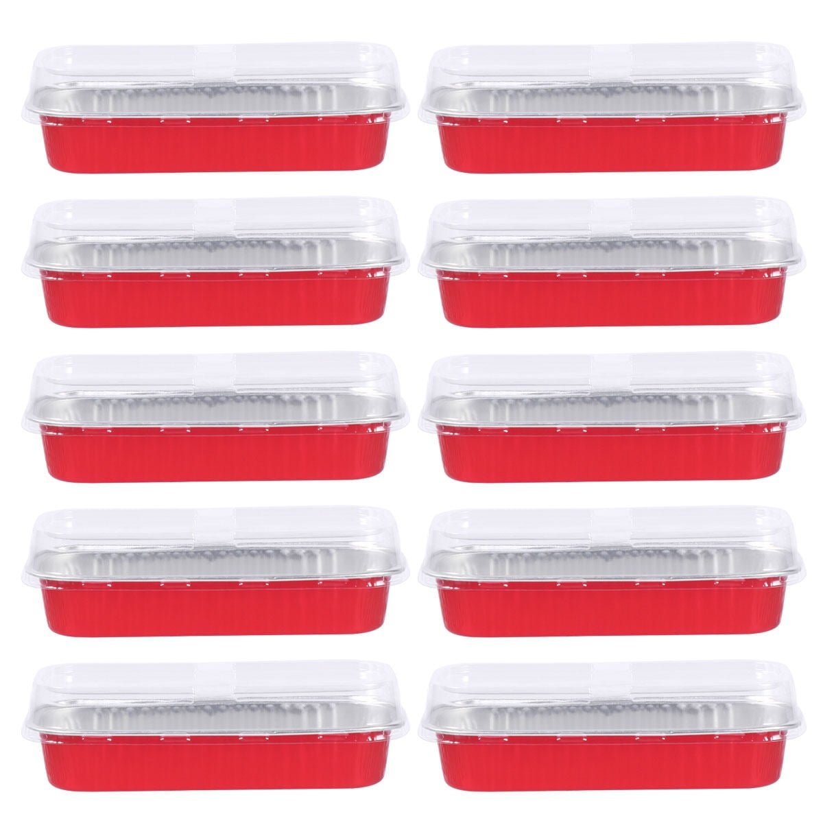 FOMIYES 10pcs 200ml Rectangular Aluminum Foil Baking Boxes Disposable