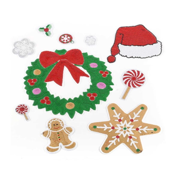 FOMIYES 10pcs Christmas Theme Sequin Applique Patch for Pants and Shoes PET