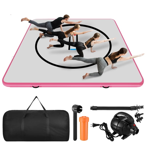 FOMIYES 10x10FT 4 Inch Thick PVC Inflatable Gymnastics Mat Quick Inflate Deflate Foldable Cushion Mat for Indoor Outdoor MMA Yoga Boxing Tumbling Wrestling Sports Training