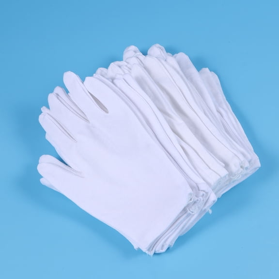 FOMIYES 12Pairs Thickened Cotton Gloves White Elastic Work Liners Ideal for Dust Protection