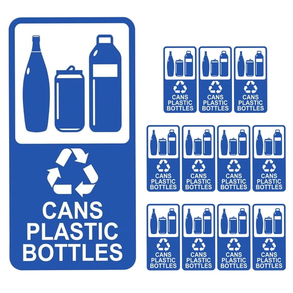 FOMIYES 12Pcs Blue Waterproof Bottle Label Stickers Self Adhesive for Travel and Recycling