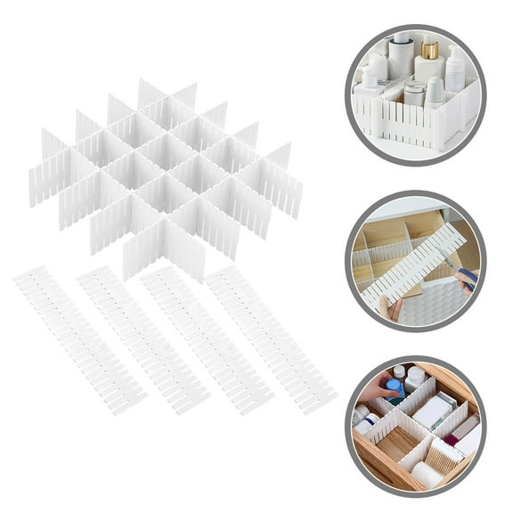 FOMIYES 12Pcs Multipurpose Sub-grid Drawer Divider White Plastic for Office Use 14.54X2.75X0.12in
