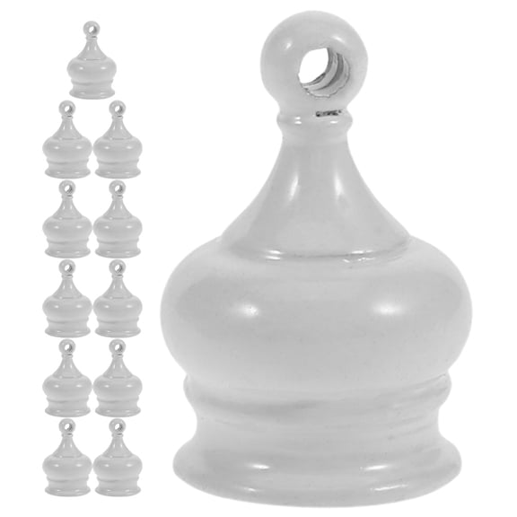 FOMIYES 12Pcs White Lamp Finial Cap Knobs Decorative Crown Design M10x1 Thread for Ceiling Chandeliers