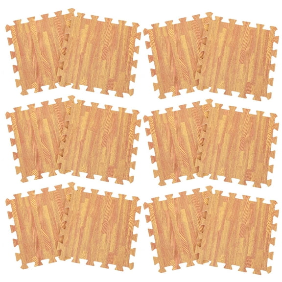 FOMIYES 12pcs Wood Grain Foam Floor Tiles Interlocking Play Mats For Stylish Crawling Pads And Floor Decor