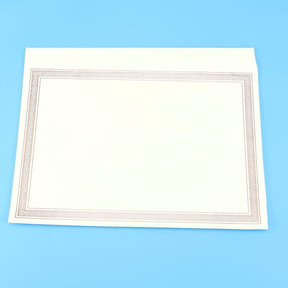 FOMIYES 15Pcs A4 Certificate Paper Light Yellow Plated Gold Border Easy to Personalize for Awards