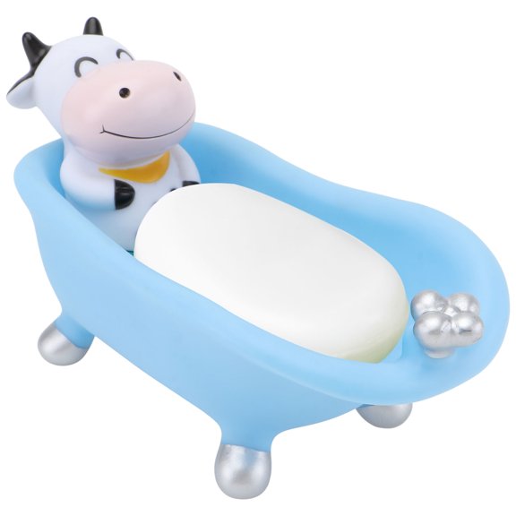 FOMIYES 1PC Cartoon Bathtub Soap Box Blue Soft Plastic Drainage Cartoon Style for Bathroom Use