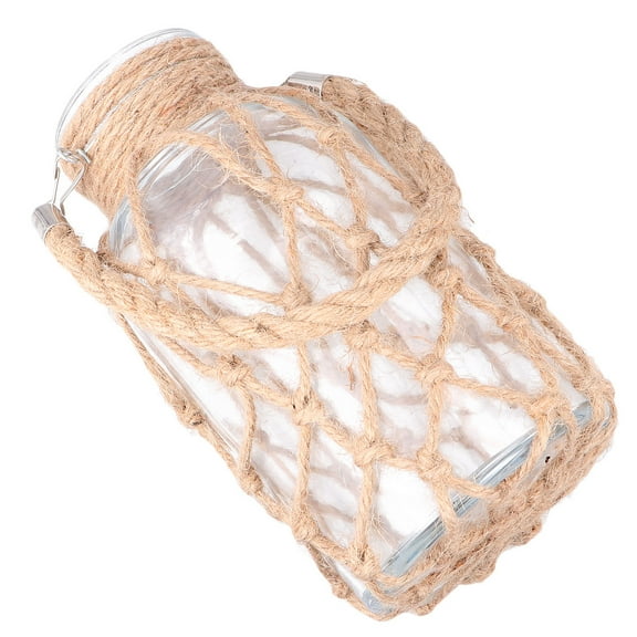 FOMIYES 1Pack Clear Flower Vase Square Glass with Rope for Home