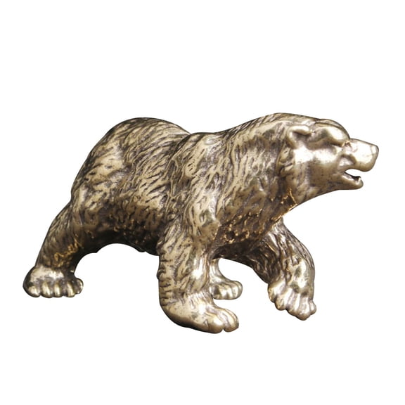 FOMIYES 1-Pack Vintage Golden Brass Bear Figurine, Animal Statue Decorative for Home and Office