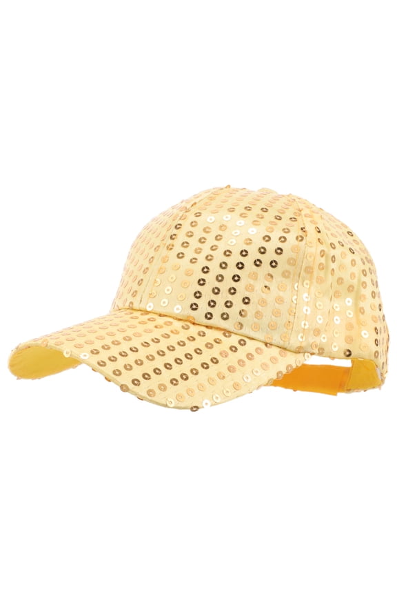 1Pack Golden Sequined Hat Baseball Cap Shape Cloth Material Shiny Hat for Women Party