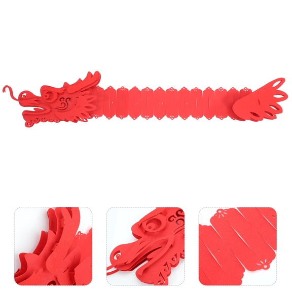 FOMIYES 1Pack Red Non-Woven Cloth Dragon Ceiling Decoration for Lunar New Year Celebration Home Decorative Lantern