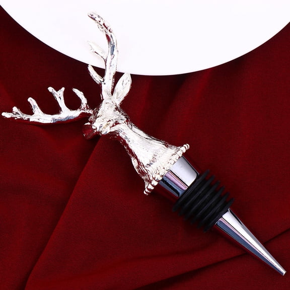 FOMIYES 1Pack Silver Deer Head Wine Stopper With Airtight Seal Function Ideal For Restaurants