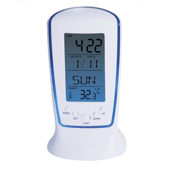 FOMIYES Digital Alarm Clock with White LED Display, Large Screen, Calendar, and Easy-to-Read Time for Bedroom