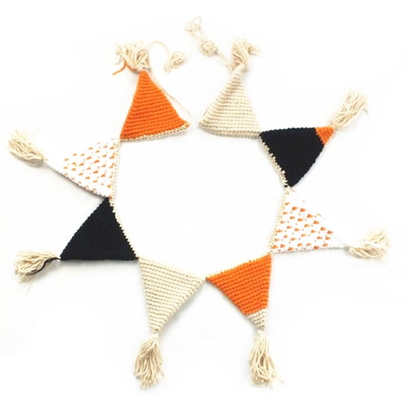 FOMIYES Pennant Banner Garland Triangle Shape Orange Decor 1Set 43.3X5.1X0.2In