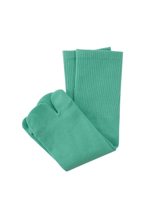 1Pair Breathable Cotton Green Japanese Clogs Socks Two Toed Socks for Wearing