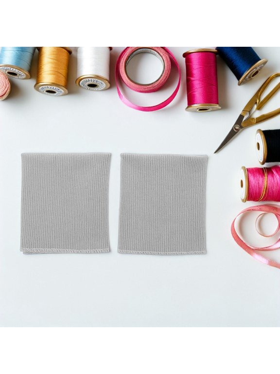 Durable Light Grey Rib Knit Cuff, Polyester, for DIY Jacket Repairs