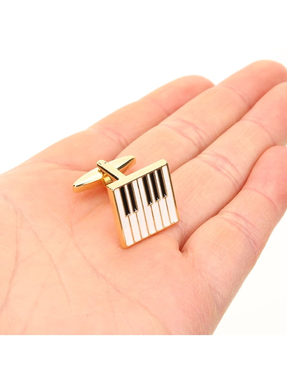 1Pair Unique Yellow Alloy Piano Sleeve Cufflinks Classic Shirt Suit Studs