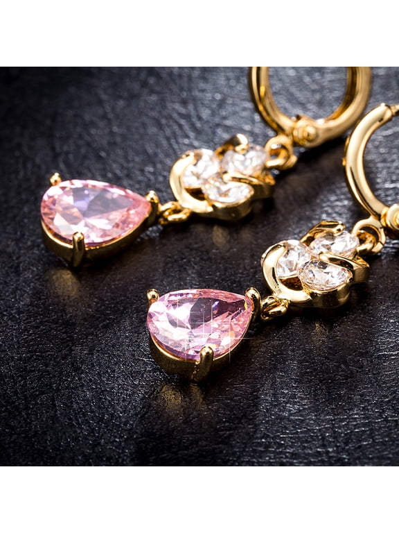 1Pair Pink Women Earrings Circle Studs for Everyday Office and Special Occasions