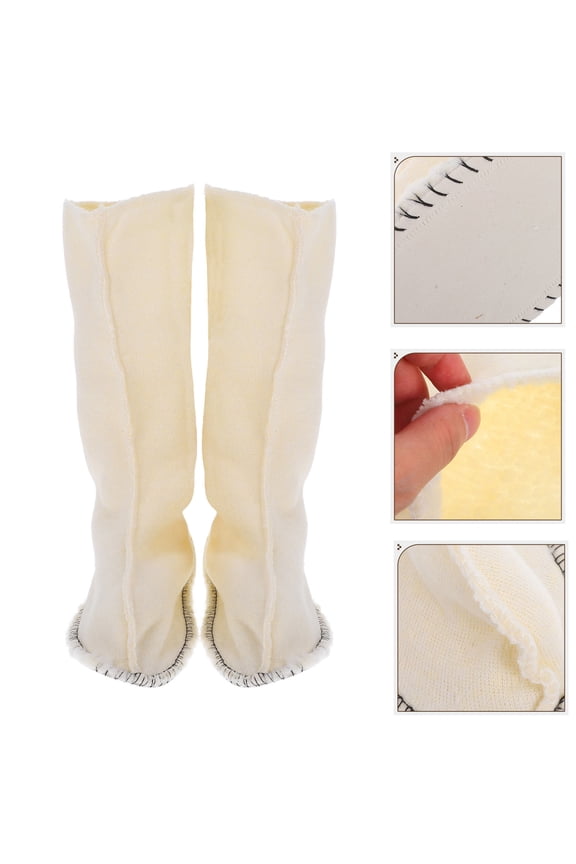 1Pair Portable Boot Liners Warm Plush Thermal Socks for Rain and Work Boots
