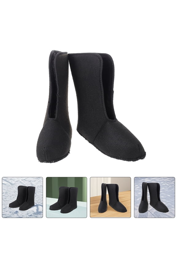 1Pair Removable Plush Boot Liner Black Insulated Sock Replacement for Outdoor Snow Walk