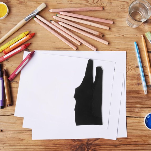 FOMIYES Black Ammonium Drawing Gloves for Painting with Two Fingers High Elasticity
