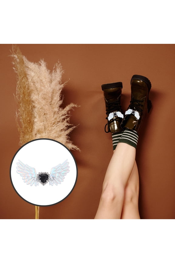 1Pair Decorative Angel Wing Shoe Clips with Rhinestones for Stylish Shoe Enhancement