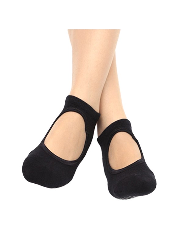Black Cotton Yoga Socks 1 Pair with Non-Slip 3D Gel Dots for Enhanced Exercise Stability and Comfort