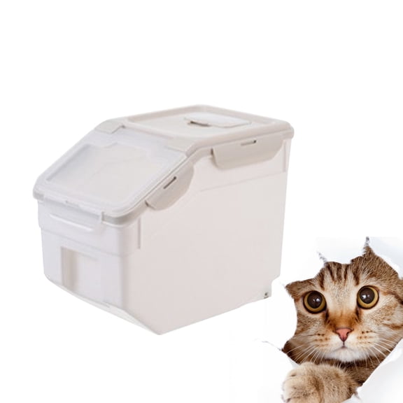 FOMIYES 1Pc Airtight Beige Cat Biscuit Container Square Storage Barrel for Dog Cat