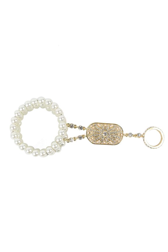 1Pc Bridge Bracelet with White Pearls and Rhinestones for Decorative Use