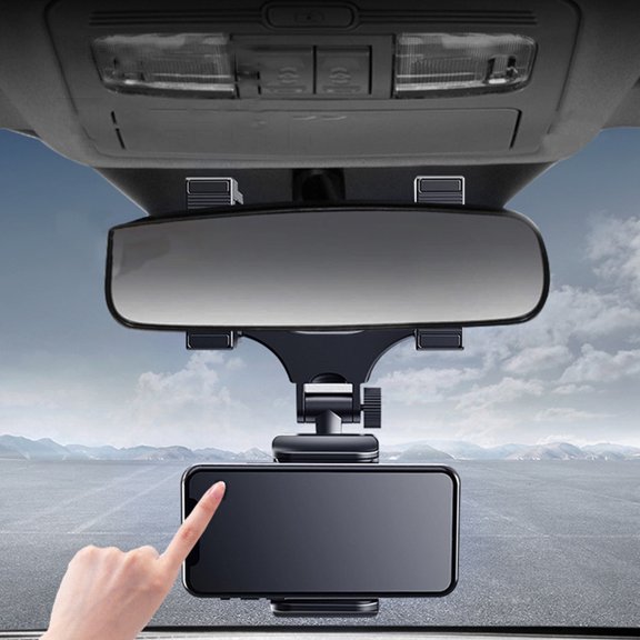 FOMIYES 1Pc Car Rearview Phone Holder Clip with Quick Installation for Mobile Phones Black