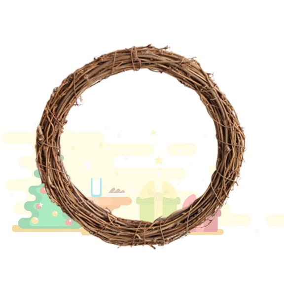 FOMIYES 1Pc Wooden Rattan Circle Hanging Decor for DIY Christmas Wreath Light Brown